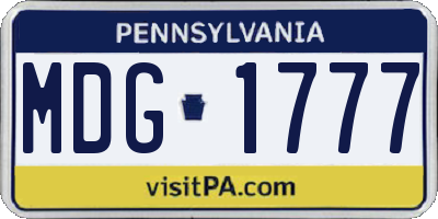 PA license plate MDG1777