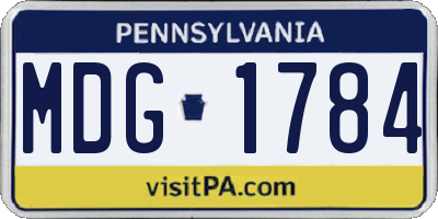 PA license plate MDG1784