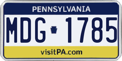 PA license plate MDG1785