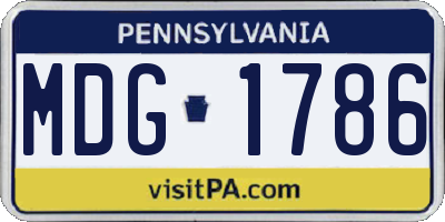 PA license plate MDG1786