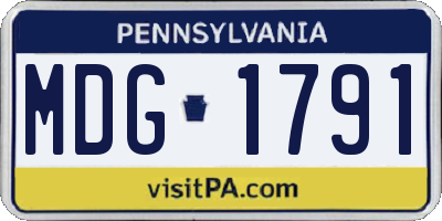 PA license plate MDG1791