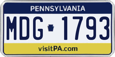 PA license plate MDG1793