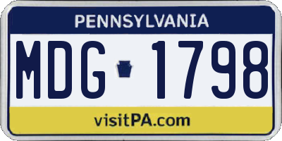 PA license plate MDG1798