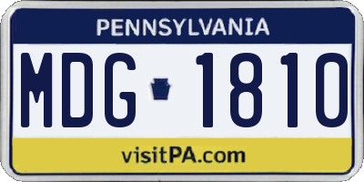PA license plate MDG1810