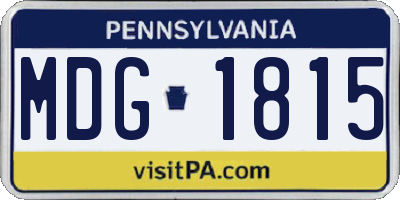 PA license plate MDG1815