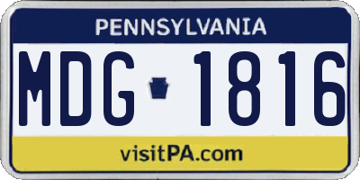 PA license plate MDG1816