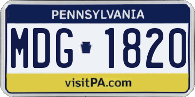 PA license plate MDG1820