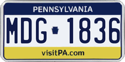 PA license plate MDG1836