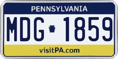 PA license plate MDG1859