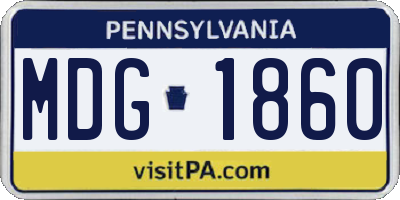 PA license plate MDG1860