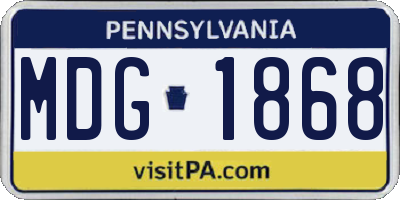 PA license plate MDG1868
