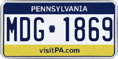 PA license plate MDG1869