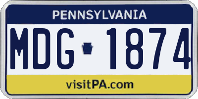 PA license plate MDG1874