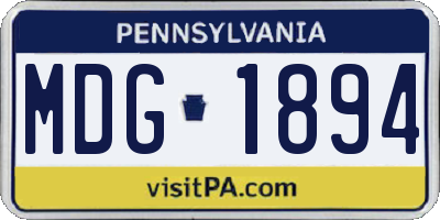 PA license plate MDG1894