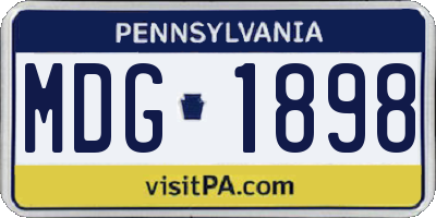 PA license plate MDG1898