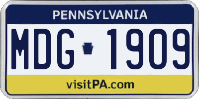 PA license plate MDG1909