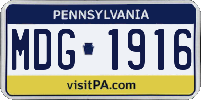 PA license plate MDG1916