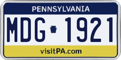 PA license plate MDG1921