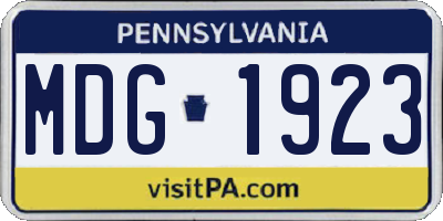 PA license plate MDG1923