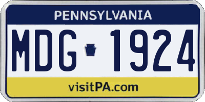 PA license plate MDG1924