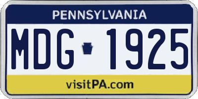PA license plate MDG1925