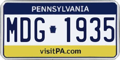 PA license plate MDG1935