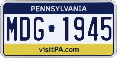 PA license plate MDG1945