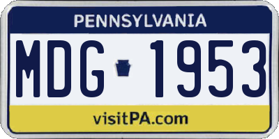 PA license plate MDG1953