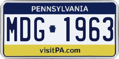 PA license plate MDG1963