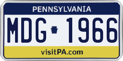 PA license plate MDG1966