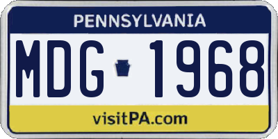 PA license plate MDG1968