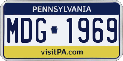PA license plate MDG1969