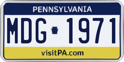 PA license plate MDG1971