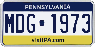 PA license plate MDG1973