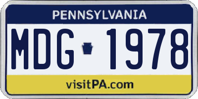 PA license plate MDG1978