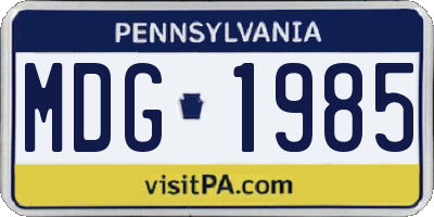 PA license plate MDG1985