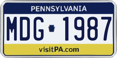 PA license plate MDG1987