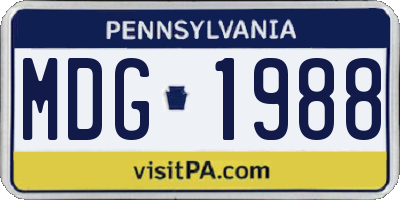 PA license plate MDG1988