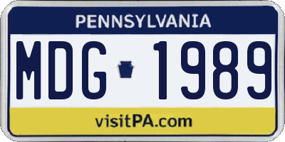 PA license plate MDG1989
