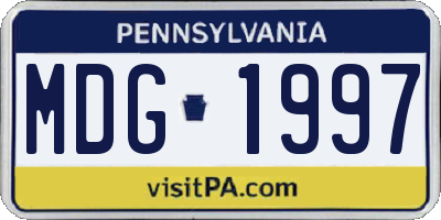 PA license plate MDG1997