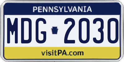 PA license plate MDG2030