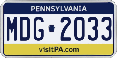 PA license plate MDG2033