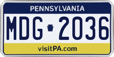 PA license plate MDG2036