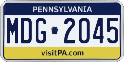 PA license plate MDG2045