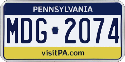 PA license plate MDG2074