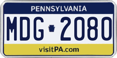 PA license plate MDG2080