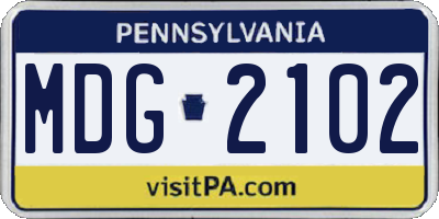 PA license plate MDG2102
