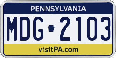 PA license plate MDG2103
