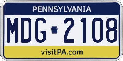 PA license plate MDG2108