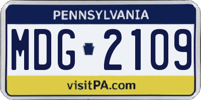 PA license plate MDG2109